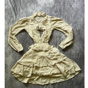 Altar'd State Womens Size S Ruffled Cream Color Open Back Mini Dress